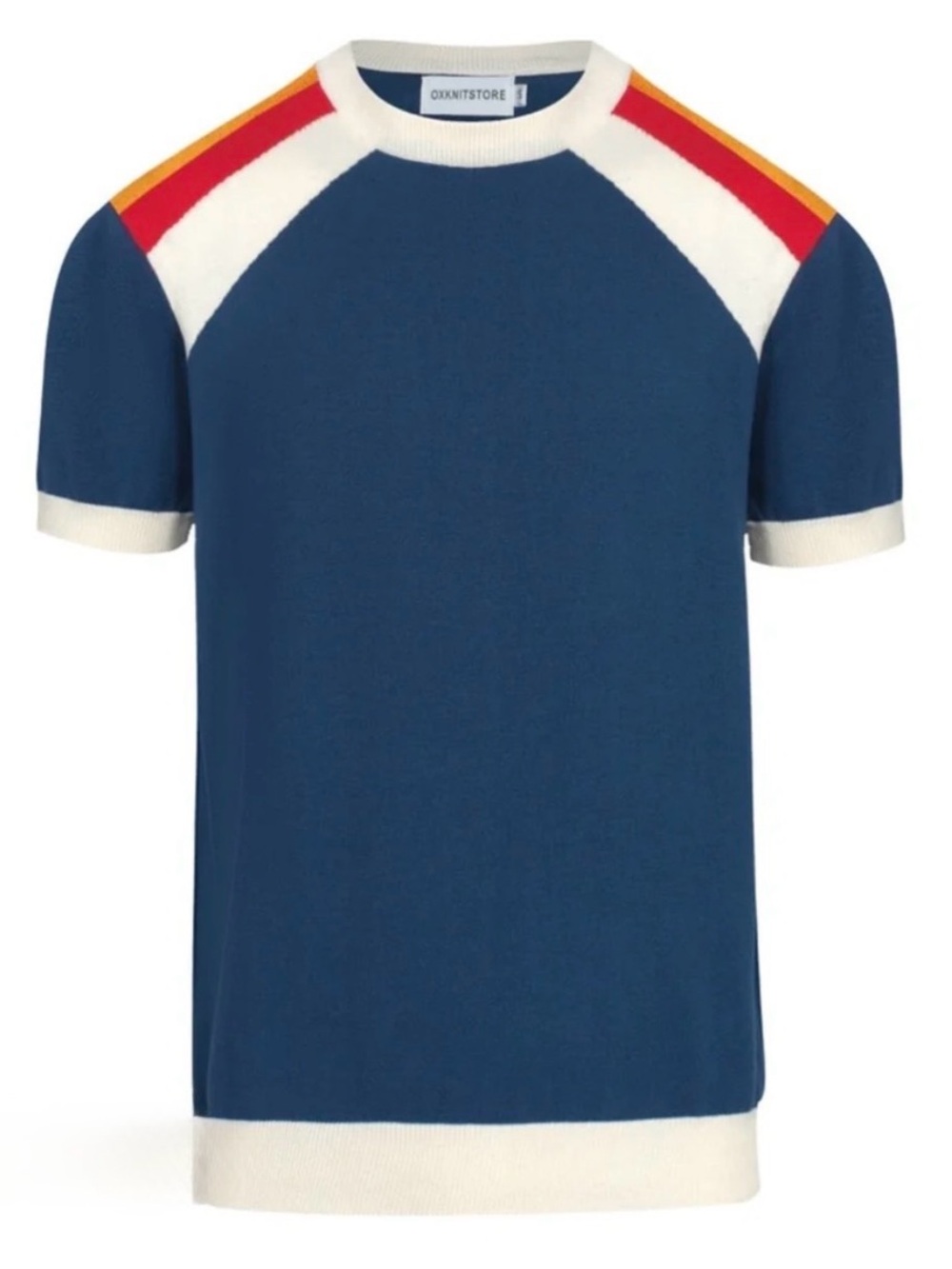 OKKNIT Colorblock Knit Top - Navy, Red, White, Mustard 100% Cotton